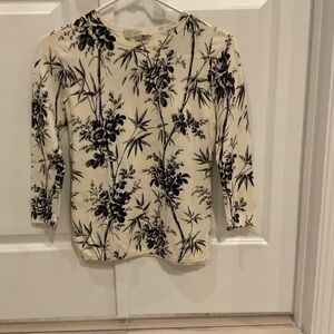 New LOFT Black and Cream Floral Blouse SP